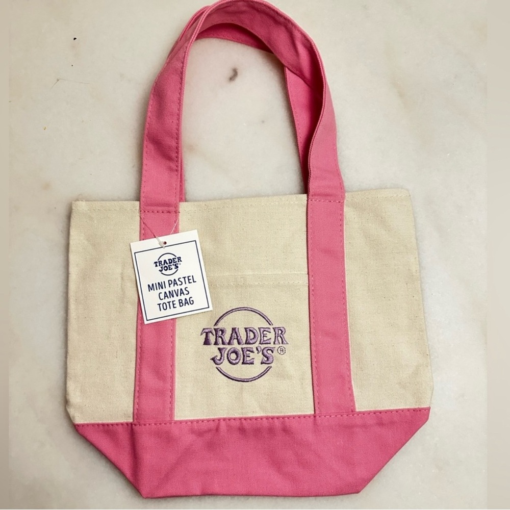 Pink and Cream Canvas Tote Bag